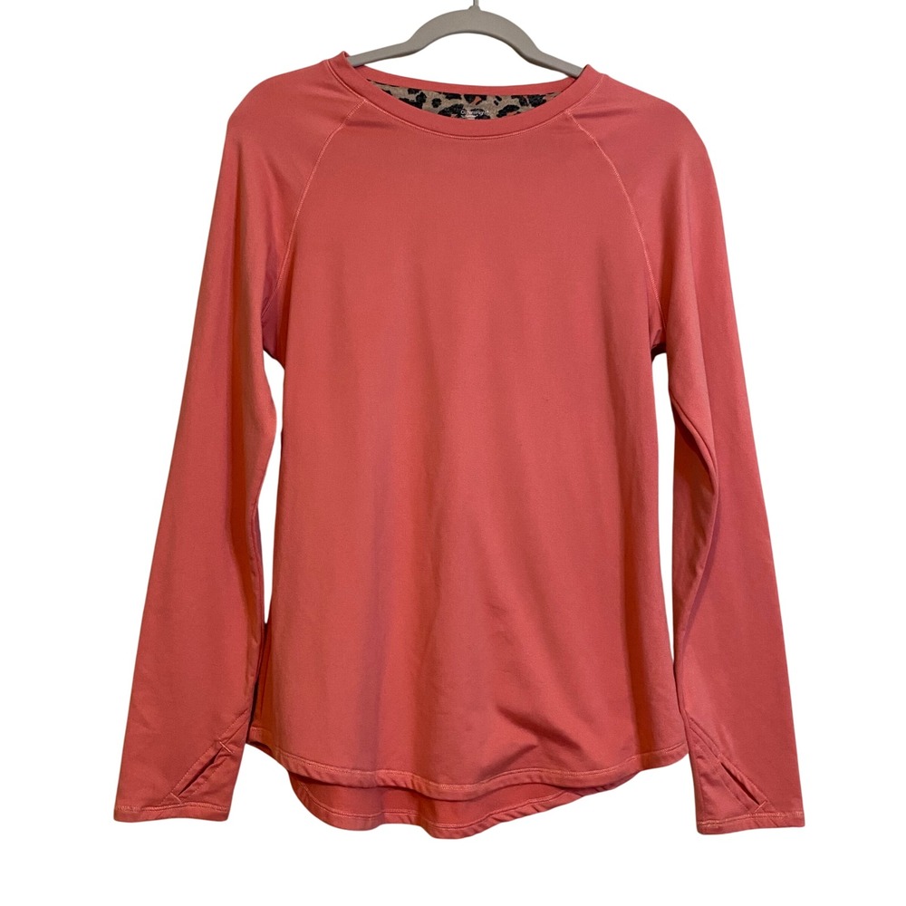 ClimateRight by Cuddl Duds Coral Pink Long Sleeve Active Top Thumbholes Medium